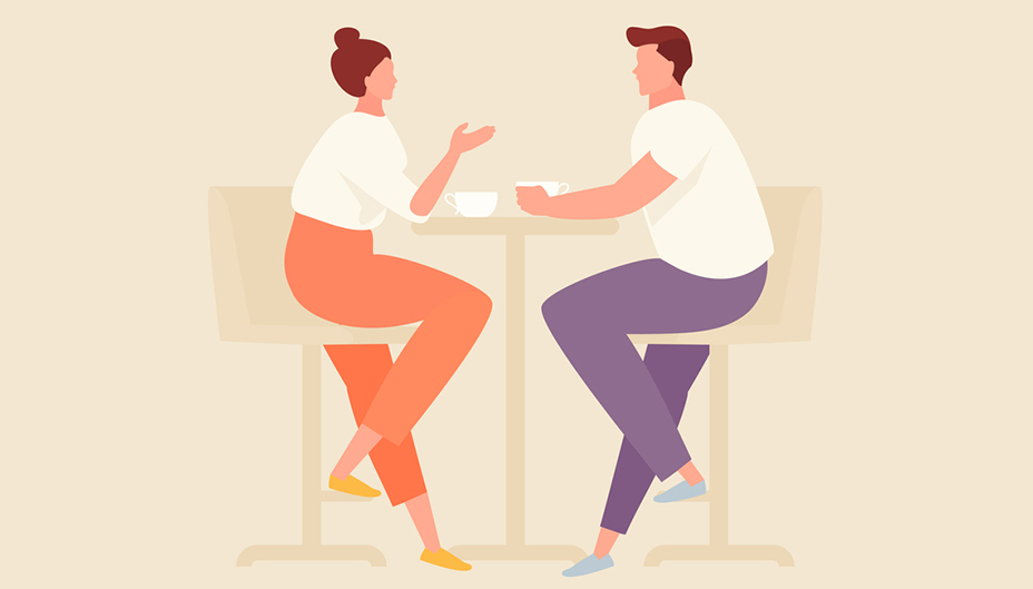 Couple in cafe vector illustration