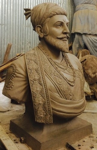 wooden bust of king shivaji maharaj